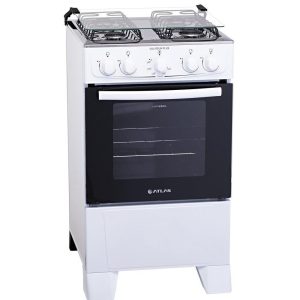 Fogão de Piso Atlas 4 Bocas Coliseum Plus, Mesa de Inox, Branco