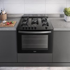 Fogão de Embutir 5 Bocas Preto com Mesa de Vidro Dako Supreme Bivolt