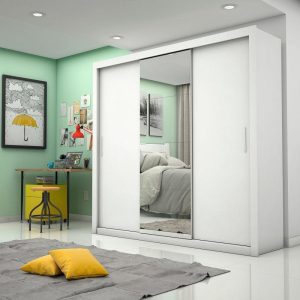 Guarda-Roupa Melissa Glass 3 Portas Com Espelho Branco Carioca Móveis