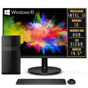 Computador Completo Intel Core i5 8GB ssd 512GB Windows 10 Monitor LED 19.5 hdmi 3green