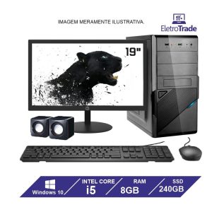 Computador Completo i5 8GB ssd 256GB Kit Monitor 20 Windows 10 + Pacote Office