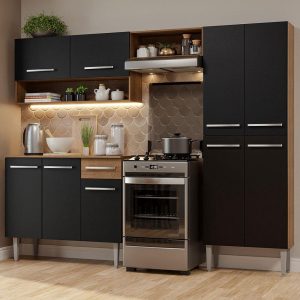 Armário de Cozinha Compacta Rustic/Preto Emilly Pop Madesa xa