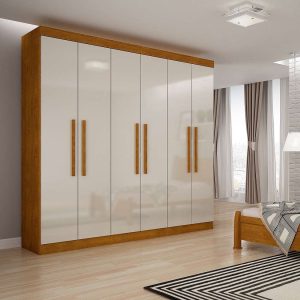 Guarda-Roupa Casal Malibu 6 pt Imbuia e Off White