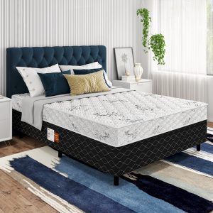 Cama Box Casal Molas Ensacadas Ultra Confort + 2 Travesseiros Vstore 138x188x52cm